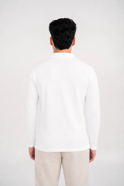 Ellor Long Sleeve Polo Shirt – White
