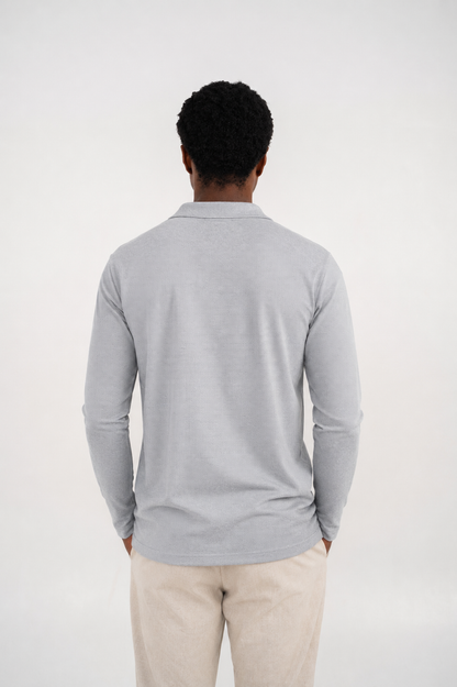 Ellor Long Sleeve Polo Shirt – Heather Grey
