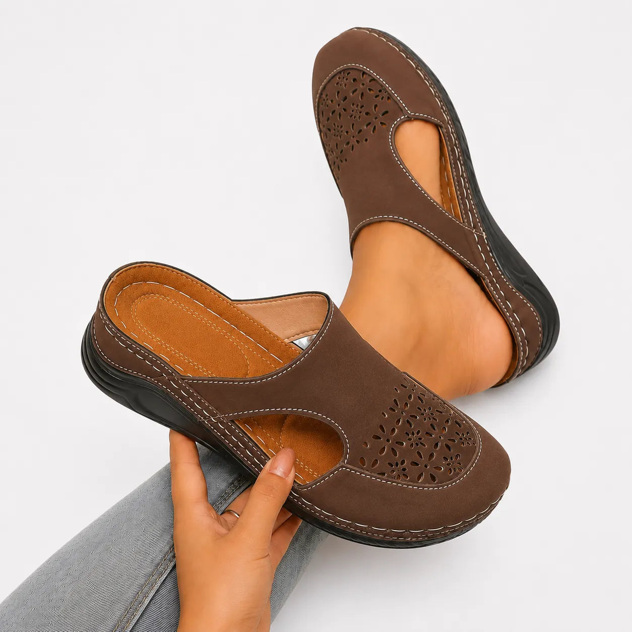 Ellor Siena Wedge Sandal – Brown