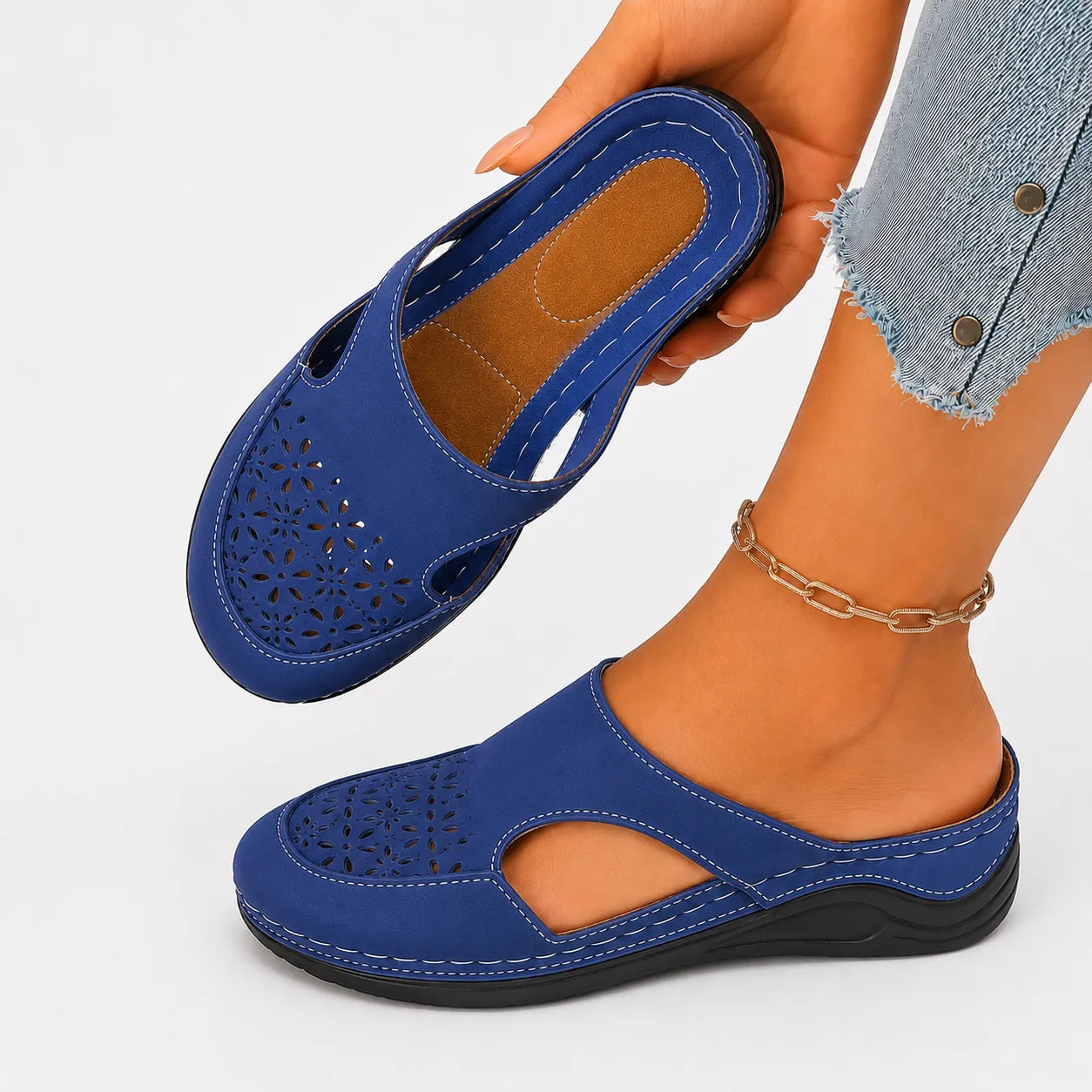 Ellor Siena Wedge Sandal – Blue