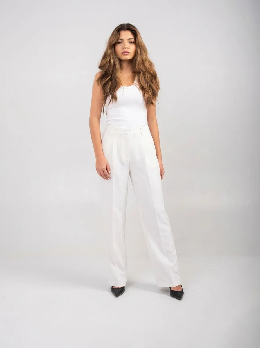 Ellor Wide Leg Trousers – Ivory White