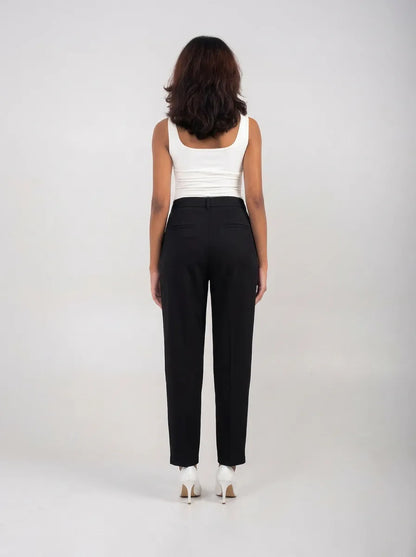 Ellor Pleated Pencil Trousers – Classic Black