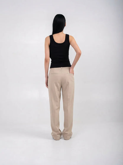 Ellor Wide Leg Trousers – Sand Beige