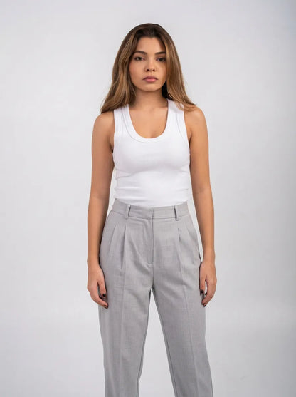 Ellor Wide Leg Trousers – Light Grey