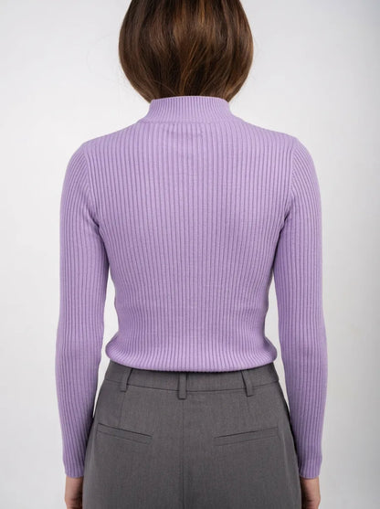 Ellor Ribbed Knit Top – Lilac Purple
