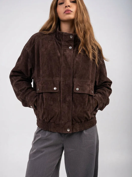 Ellor Wildleder-Blouson – Tiefbraun
