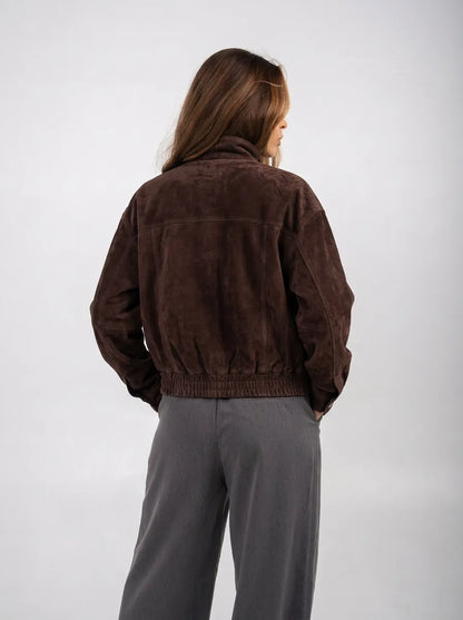 Ellor Suede Bomber Jacket – Deep Brown