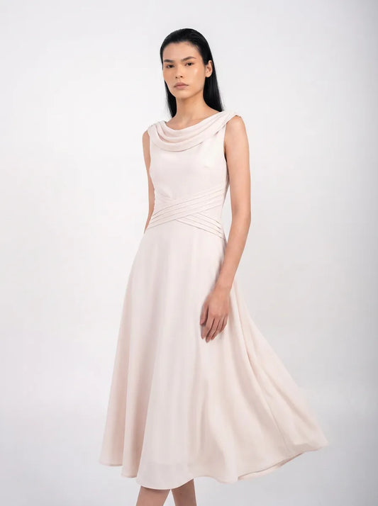 Ellor Cowl Neck Midi Dress – Soft Rose